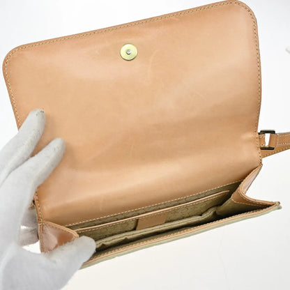 Celine C Macadam Shoulder Suede, Beige, Suede, Clutch