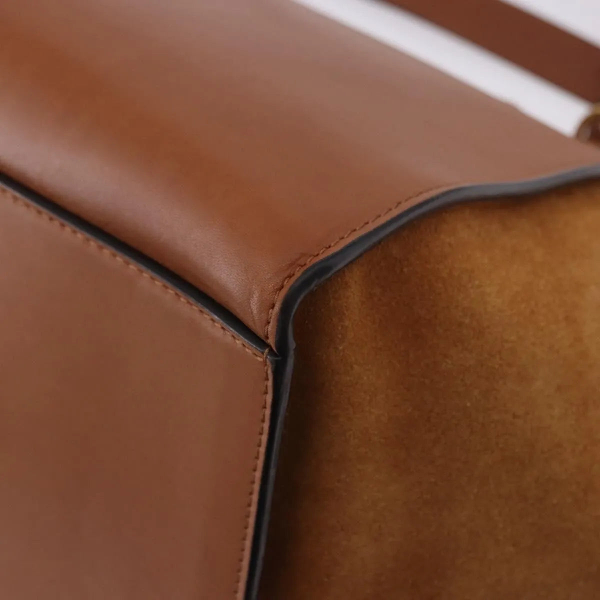 Celine Trapeze Leather, Brown, Leather, Handbag