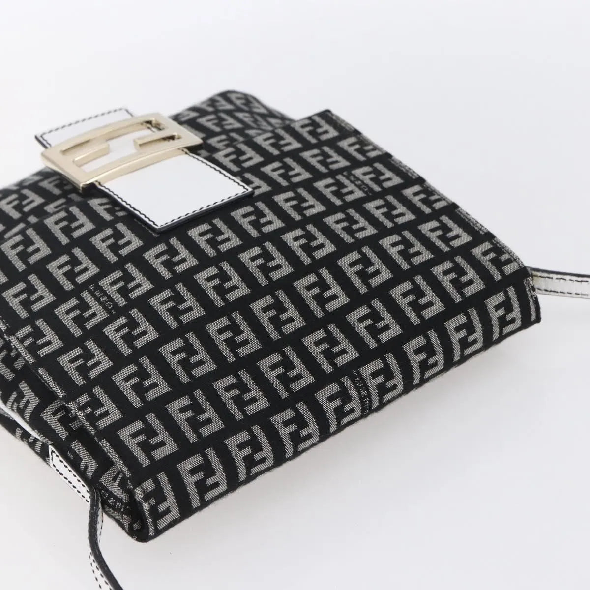 Fendi Vintage Flap Zucchino Canvas, Black, Canvas, Shoulder Bag