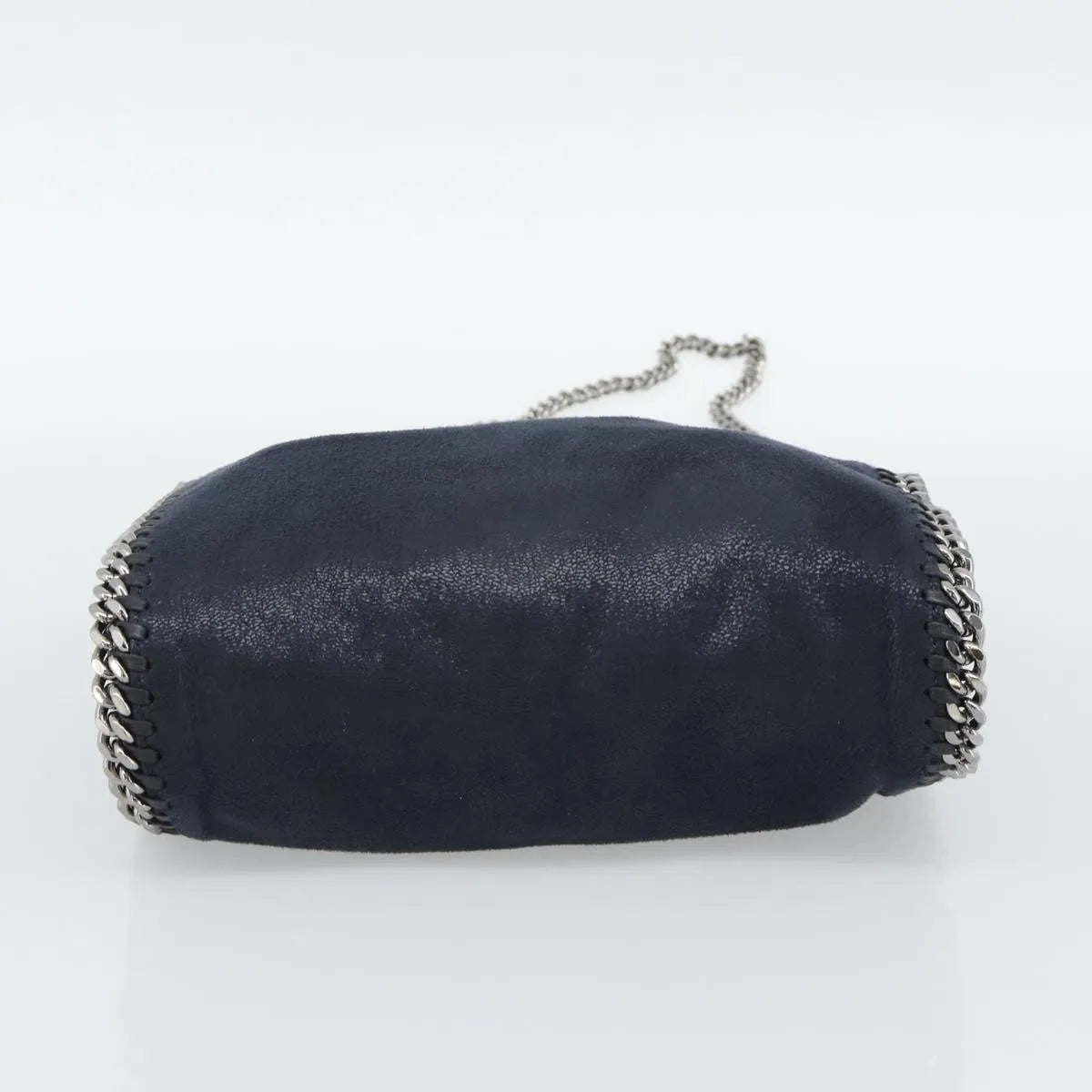 Stella McCartney Falabella Fold Over Faux Leather, Navy, Polyester, Shoulder Bag