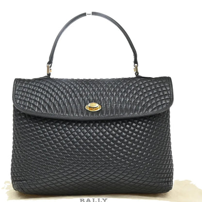 Bally Vintage Quilted Leather, Black, Leather, Handbag