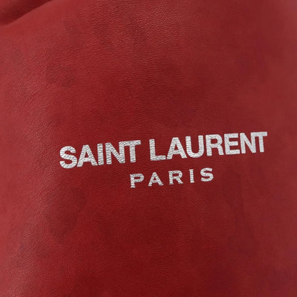 Saint Laurent Teddy Bucket Leather, Red, Leather, Shoulder Bag