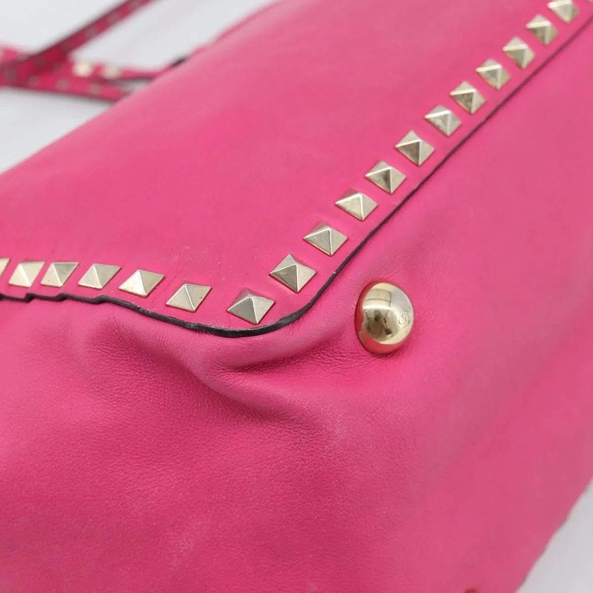 Valentino Garavani Rockstud Tote Textured Leather, Pink, Leather, Tote Bag