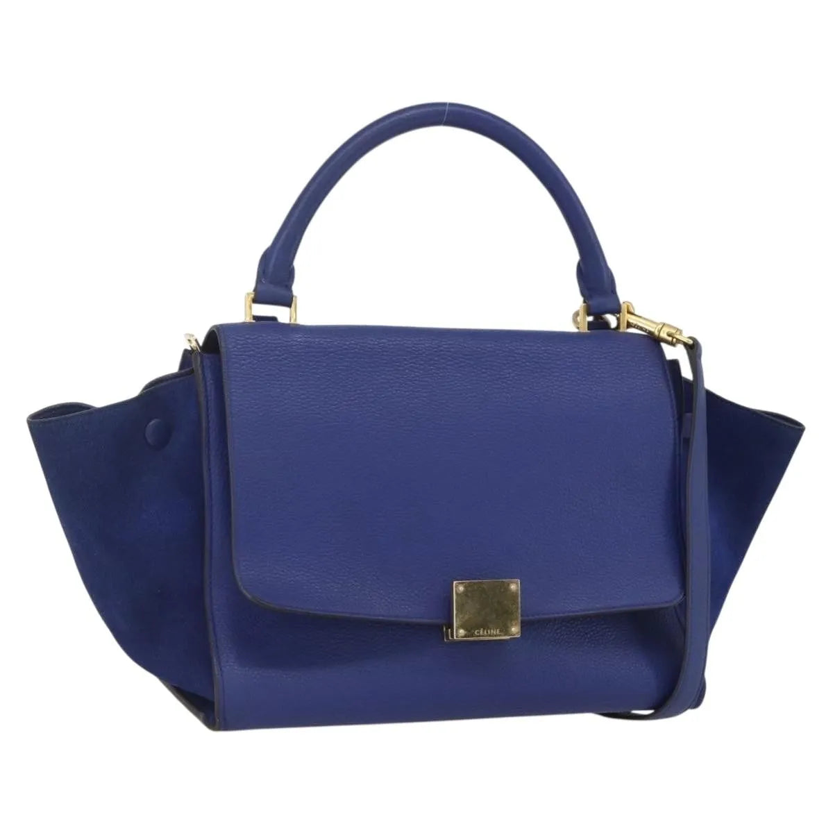 Celine Trapeze Leather, Blue, Leather, Handbag