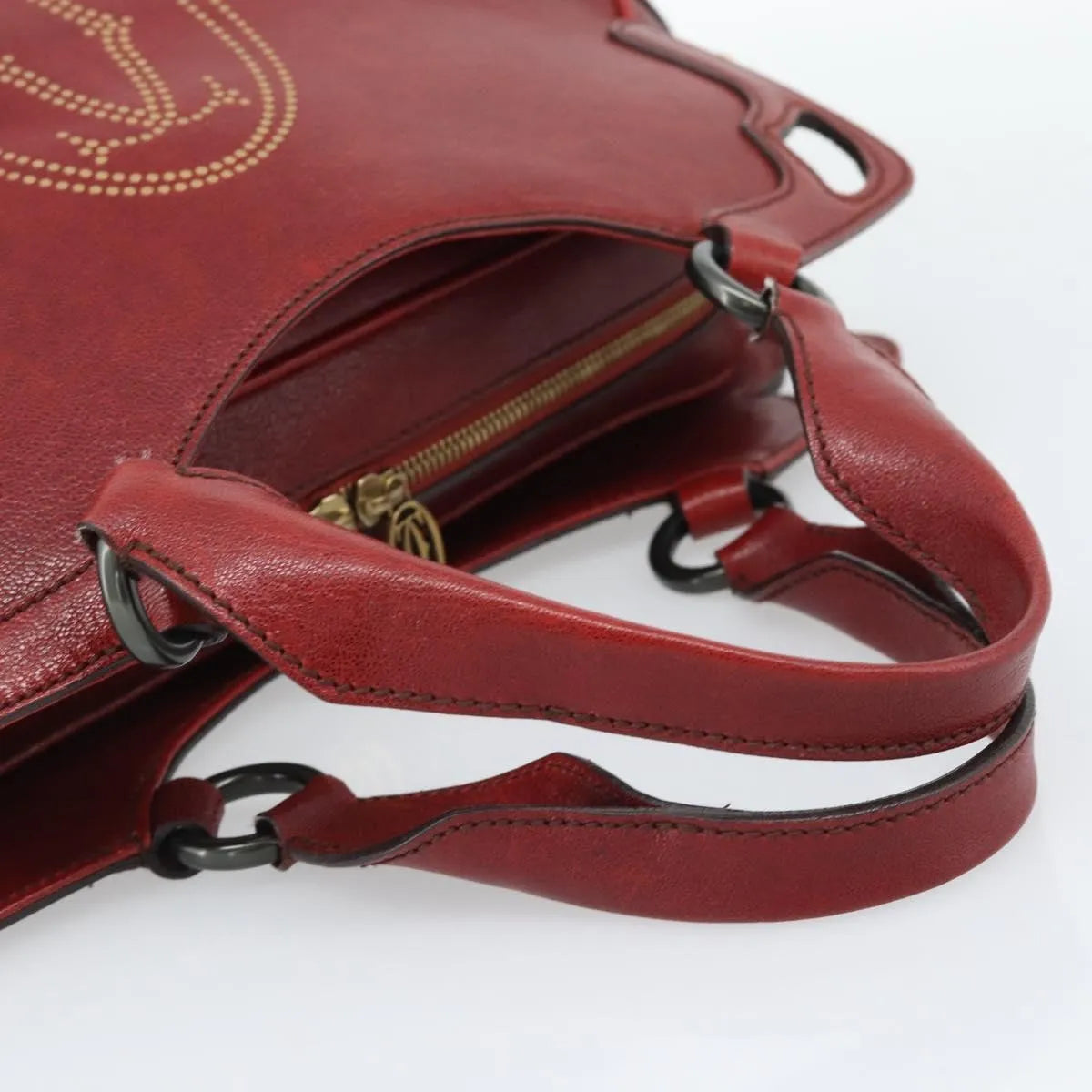 Cartier Marcello Leather, Red, Leather, Handbag