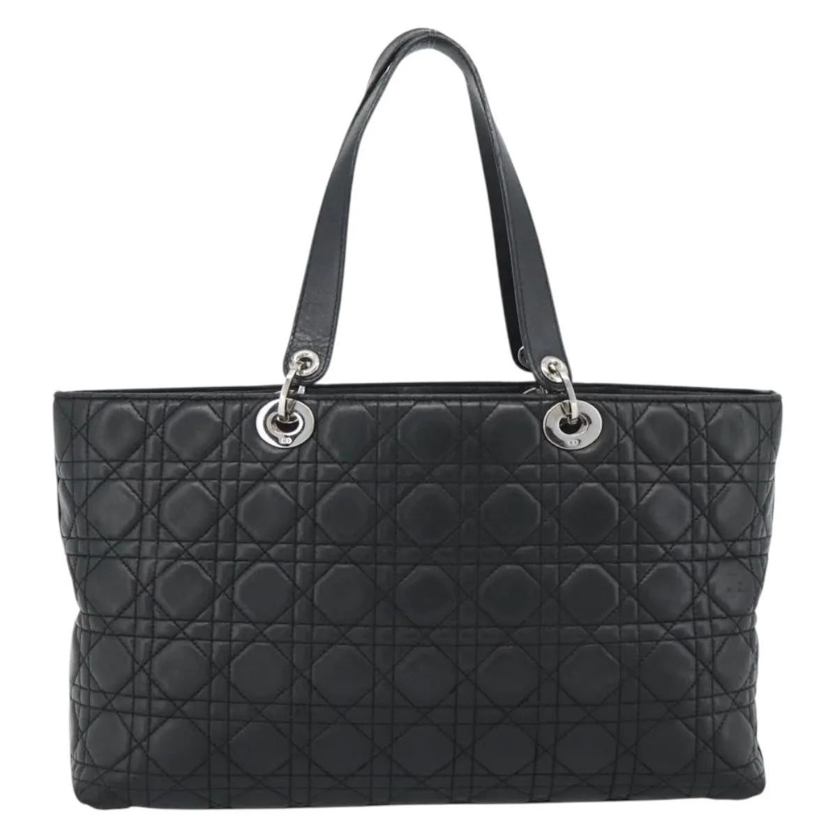 Christian Dior Vintage Lady Dior Tote Cannage Quilt Lambskin, Black, Leather, Tote Bag