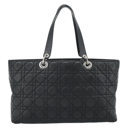 Christian Dior Vintage Lady Dior Tote Cannage Quilt Lambskin, Black, Leather, Tote Bag