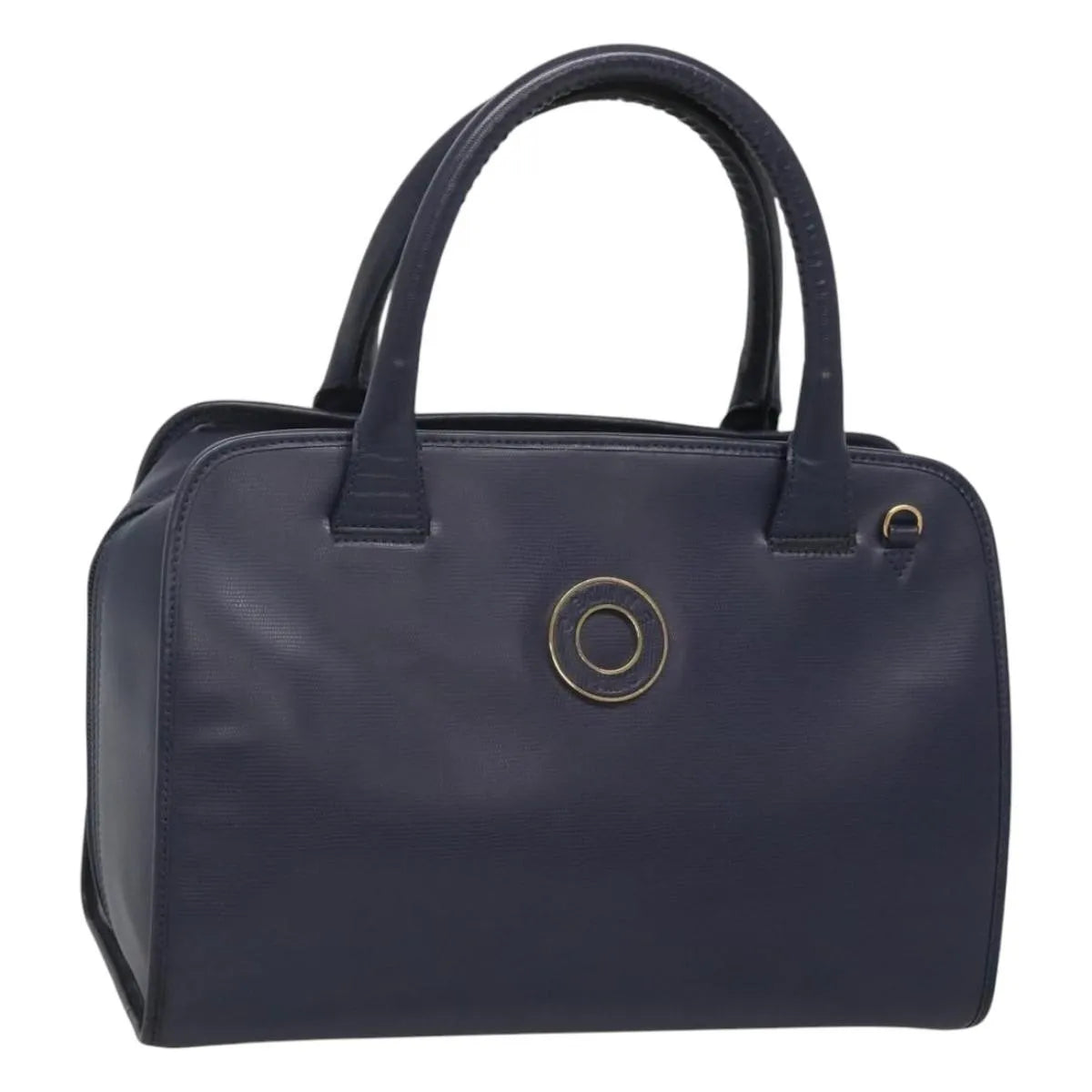Celine Circle Logo Leather, Blue, Leather, Handbag