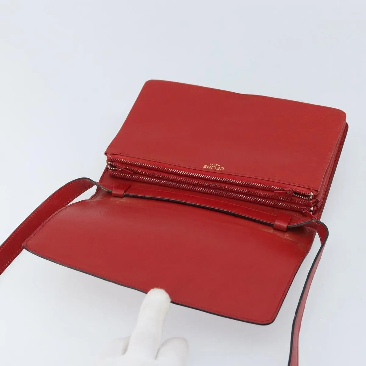 Celine Vintage Leather, Red, Leather, Shoulder Bag