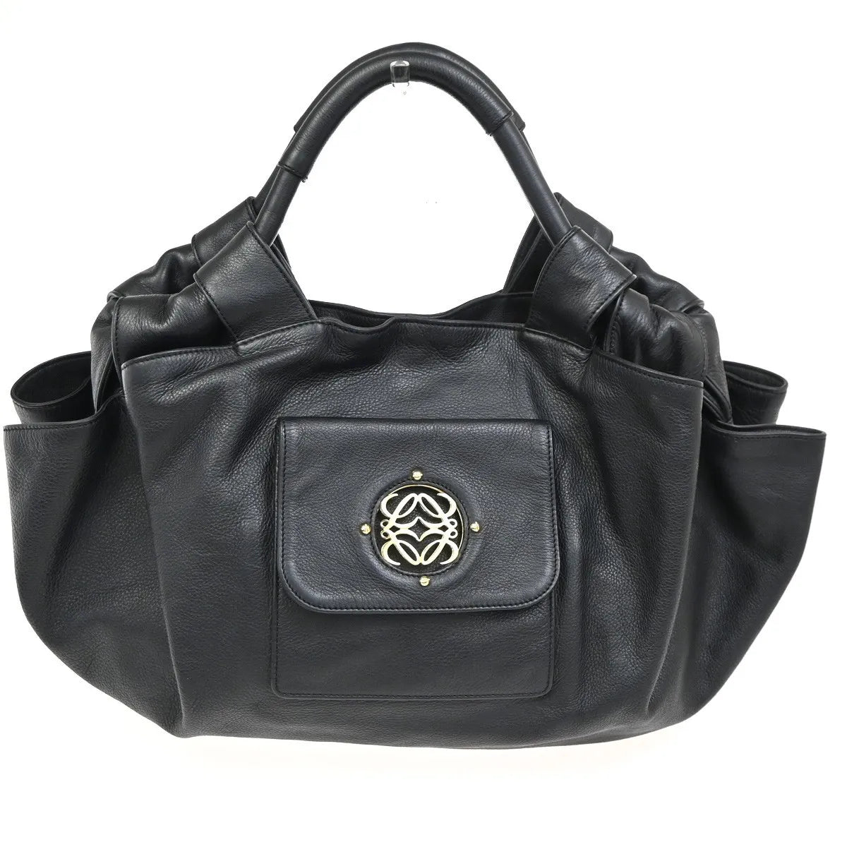Loewe Anagram Logo Nappa Aire Hand Leather, Black, Leather, Handbag