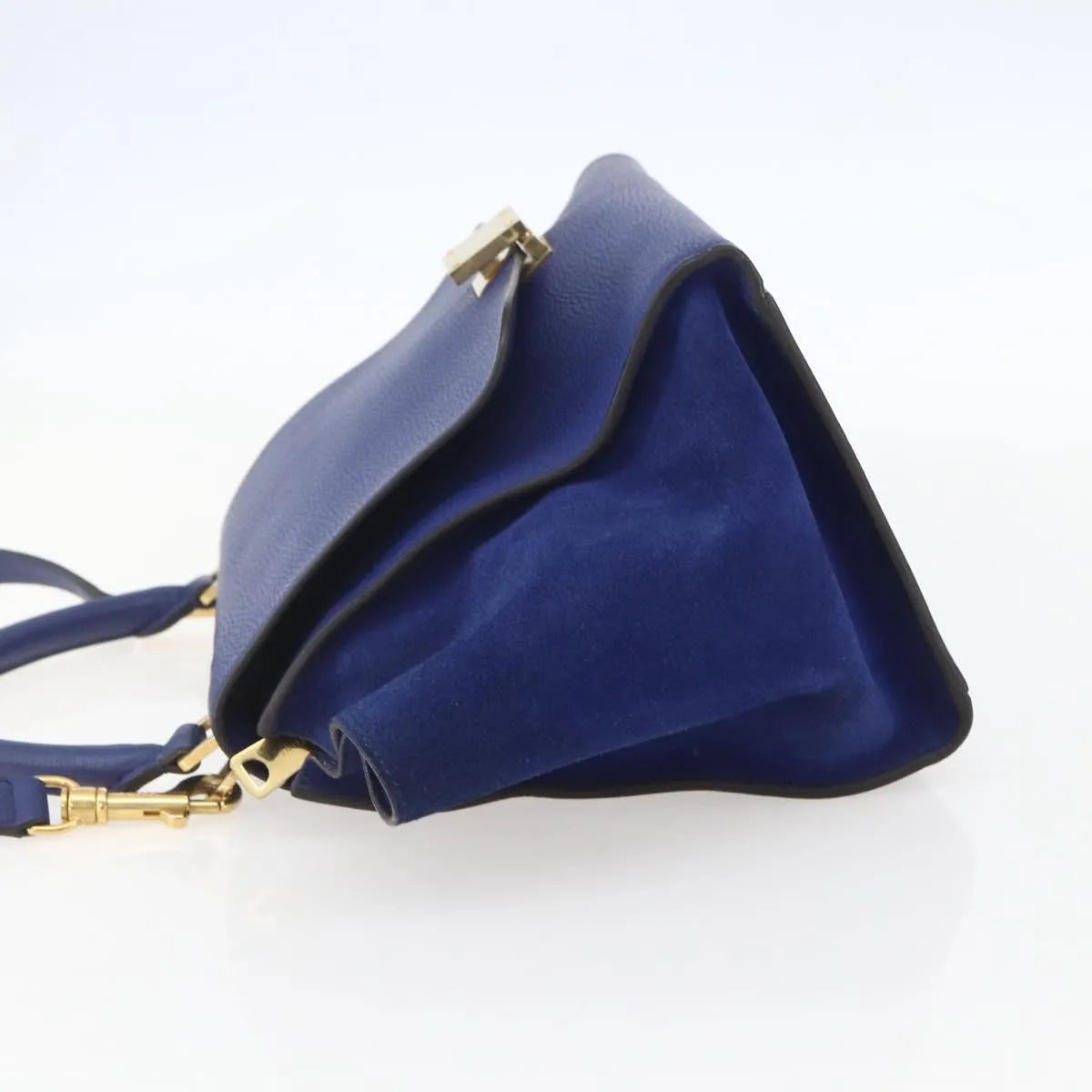 Celine Trapeze Leather, Blue, Leather, Handbag