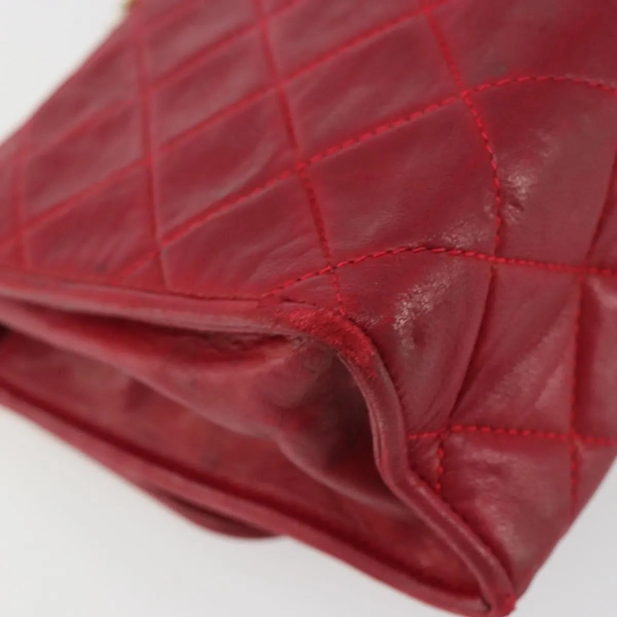 Chanel Vintage Tassel Flap Quilted Lambskin, Red, Leather, Shoulder Bag