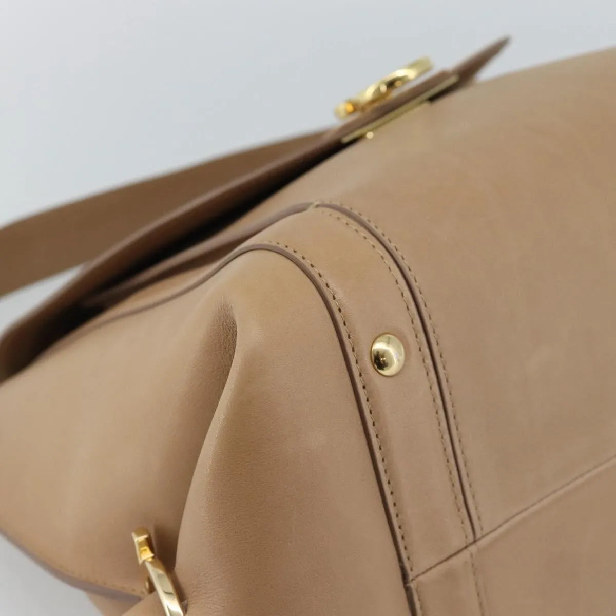 Salvatore Ferragamo Sofia Rainbow Saddle Leather, Beige, Leather, Handbag