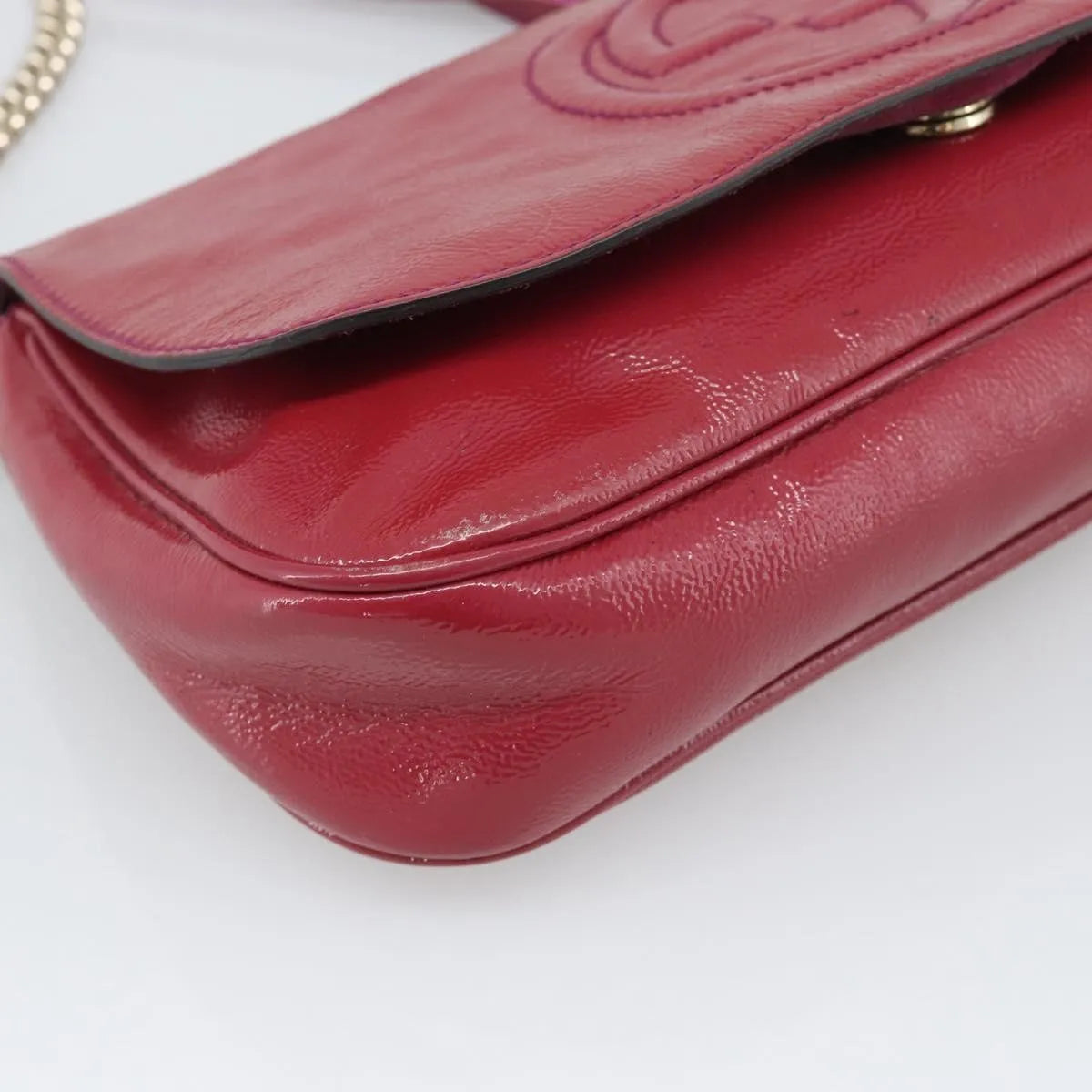 Gucci Soho Chain Patent, Pink, Patent Leather, Shoulder Bag