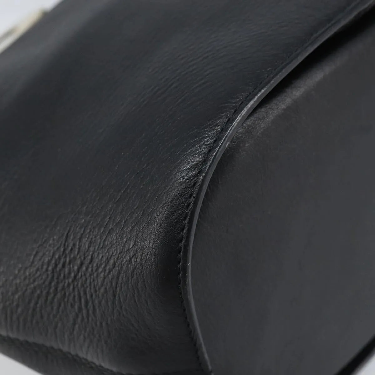 Celine Circle Logo Leather, Black, Leather, Handbag