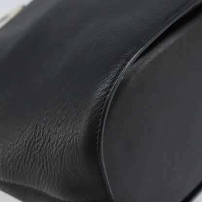Celine Circle Logo Leather, Black, Leather, Handbag