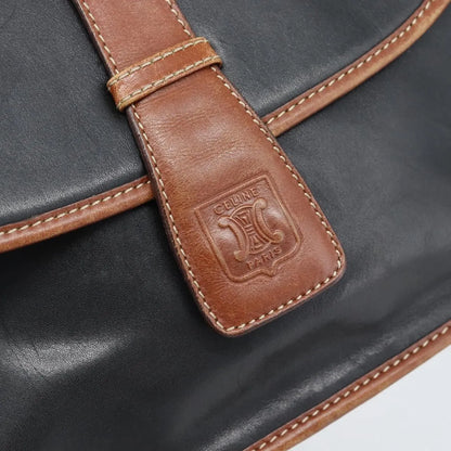 Celine Flap Shoulder Leather, Black, Leather, Shoulder Bag