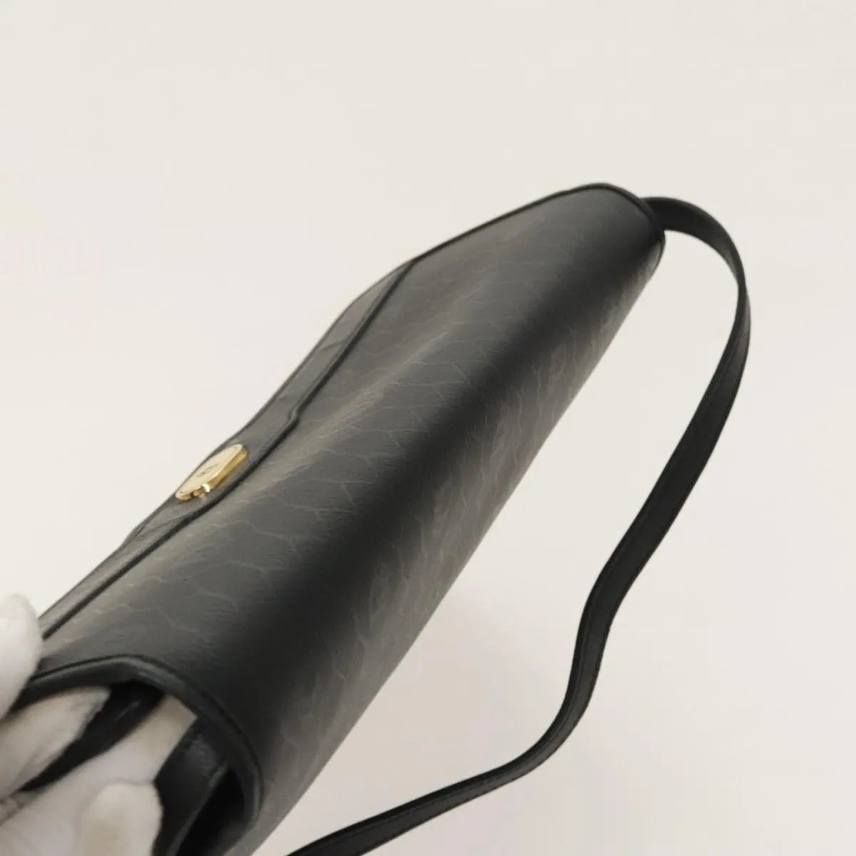 Christian Dior Vintage Honeycomb Flap Canvas and Leather, Black, Canvas, Shoulder Bag