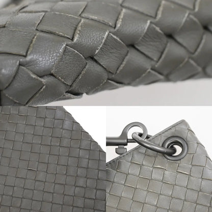 Bottega Veneta Flat Messenger Intrecciato Nappa, Gray, Leather, Shoulder Bag
