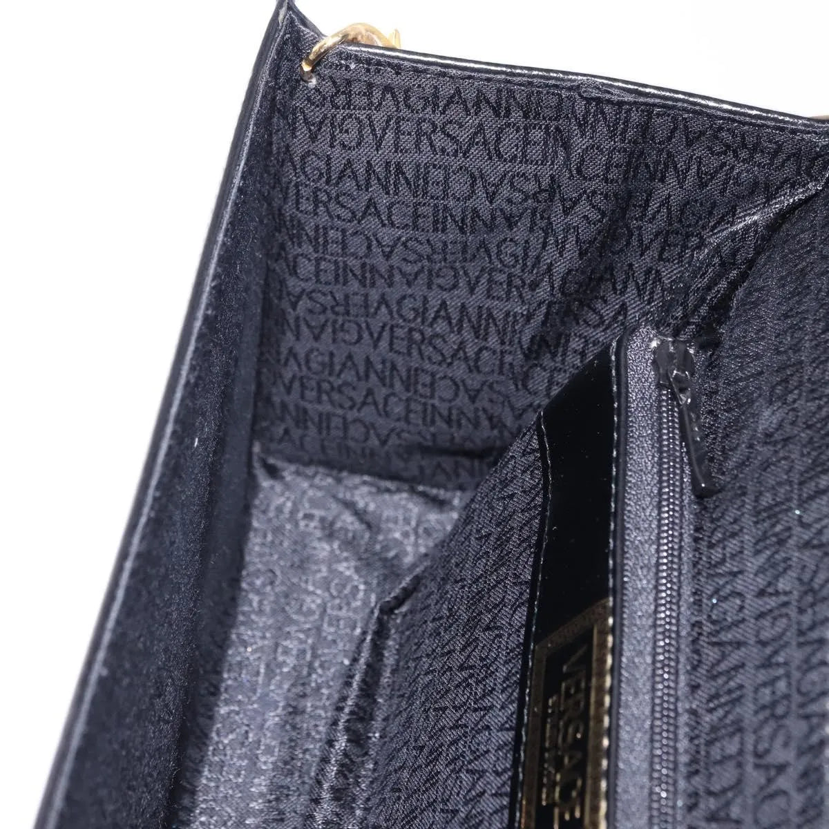 Versace Vintage Leather, Black, Leather, Handbag
