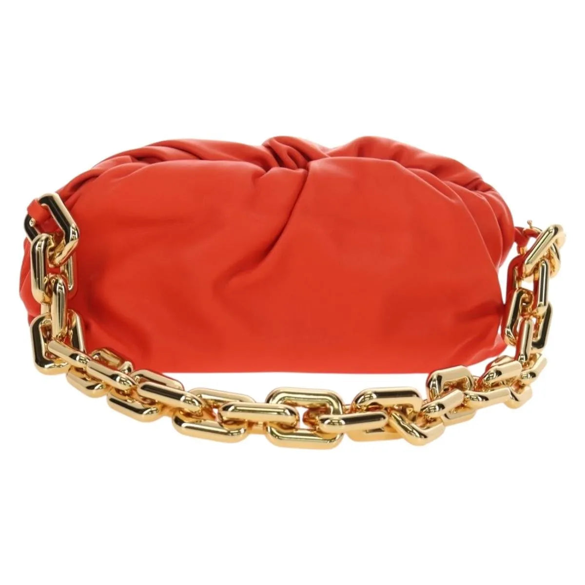 Bottega Veneta The Chain Leather, Orange, Leather, Shoulder Bag