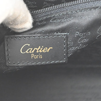 Cartier Pouch with a handle Box Calf, Black, Leather, Clutch