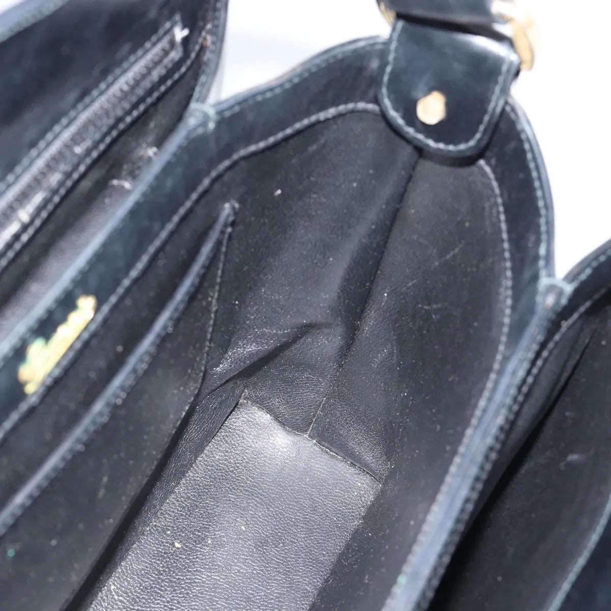 Gucci Vintage Convertible Box Leather, Black, Leather, Handbag