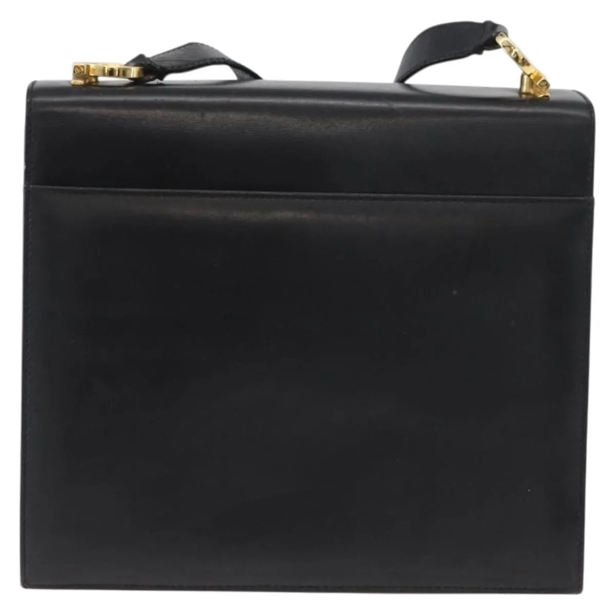 Salvatore Ferragamo Gancini Flap Leather, Black, Leather, Shoulder Bag