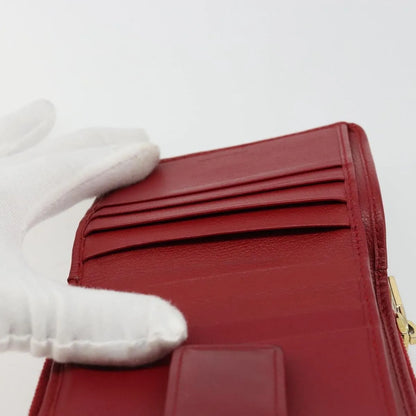 Saint Laurent Zipped Bifold Leather, Red, Leather, Wallet