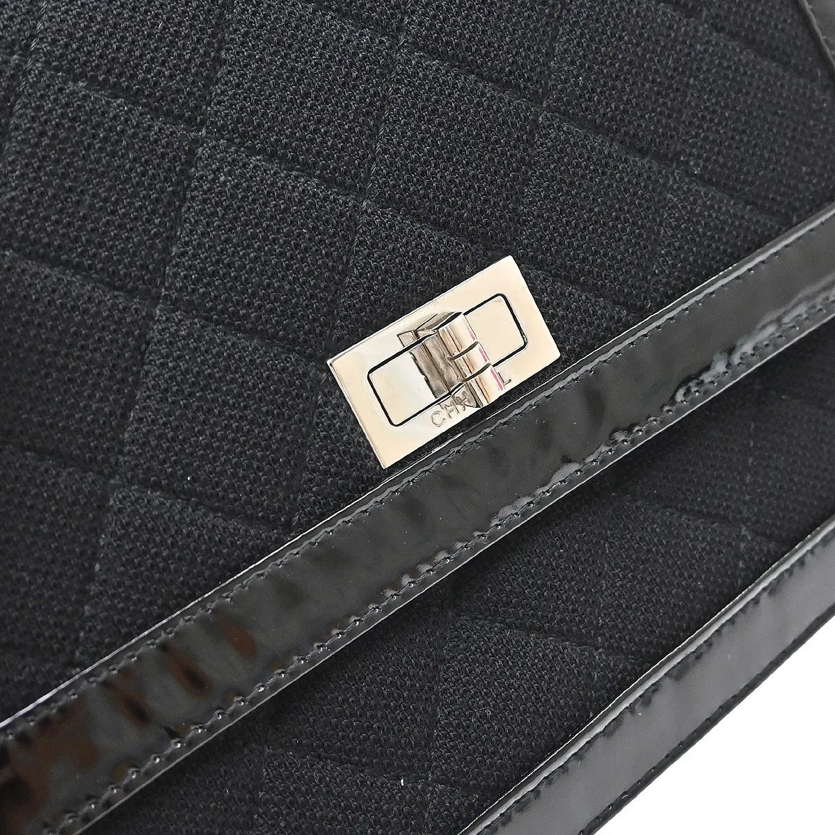 Chanel Reissue Flap Quilted Jersey with Patent, Black, Canvas, Shoulder Bag