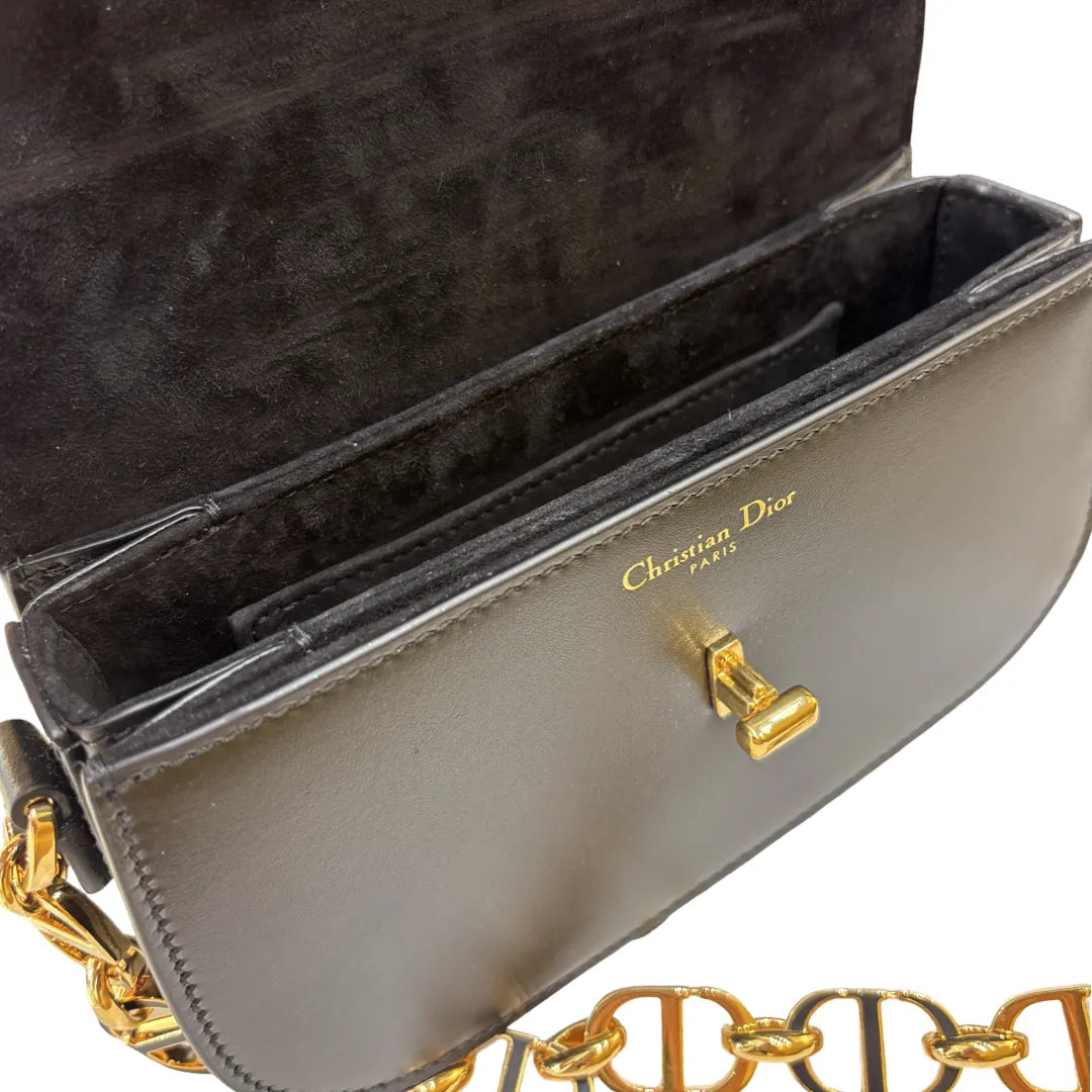Christian Dior 30 Montaigne Avenue Leather, Black, Leather, Handbag