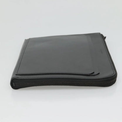 Saint Laurent Zip Pocket Leather, Black, Leather, Clutch