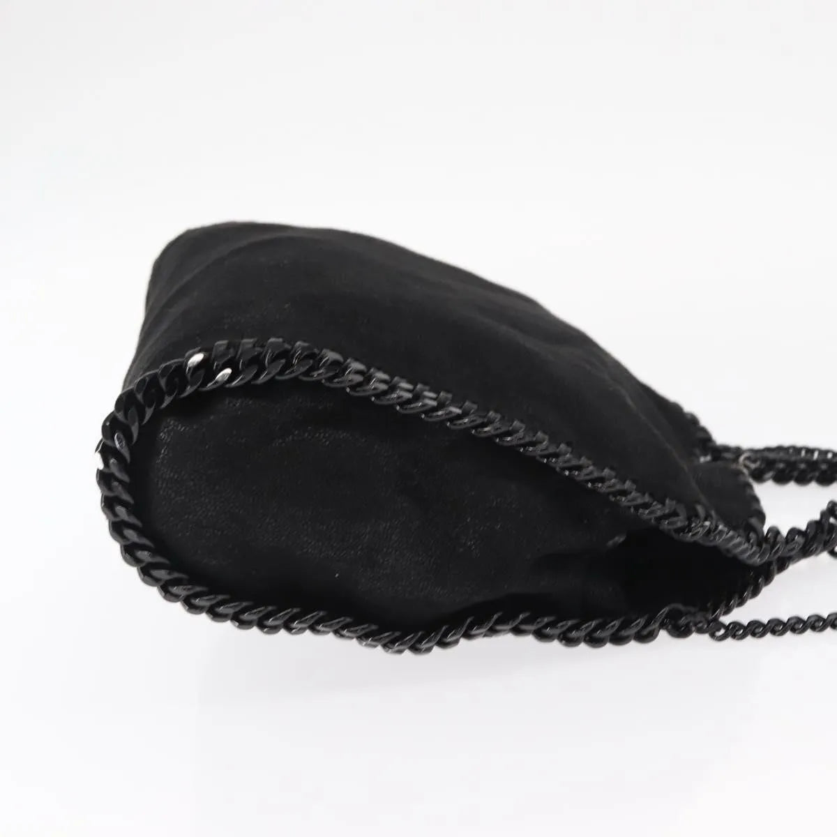Stella McCartney Falabella Fold Over Shaggy Deer, Black, Polyester, Shoulder Bag