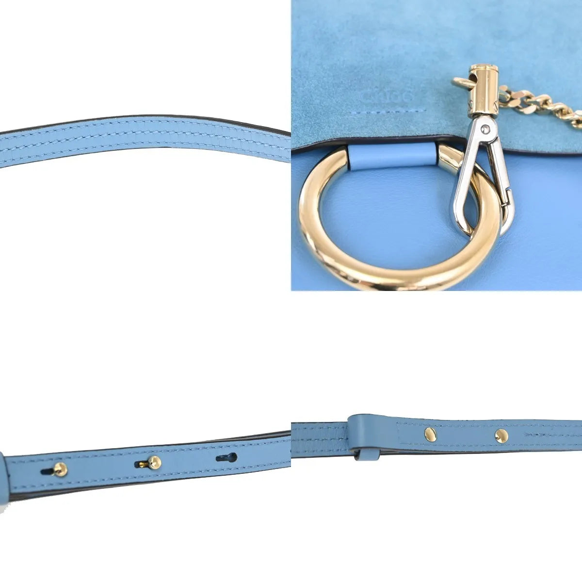 Chloe Faye Leather and Suede, Blue, Leather, Shoulder Bag