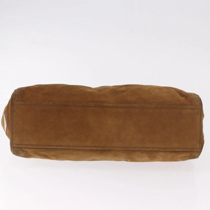 Prada Pushlock Tote Suede, Brown, Suede, Handbag