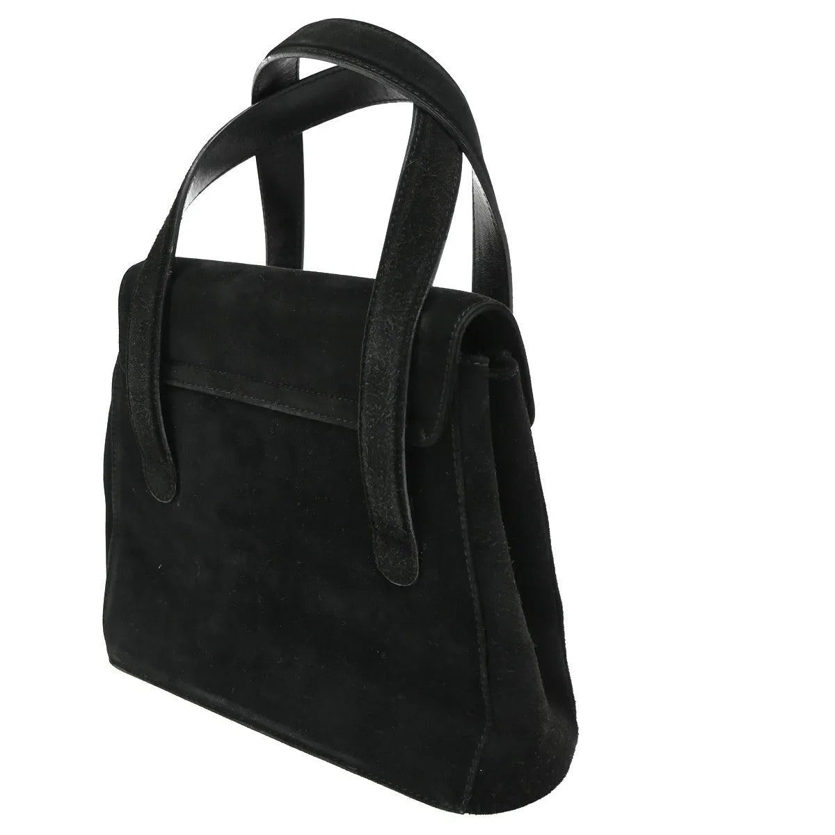 Salvatore Ferragamo Gancini Suede, Black, Suede, Handbag