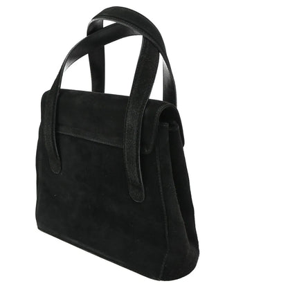 Salvatore Ferragamo Gancini Suede, Black, Suede, Handbag