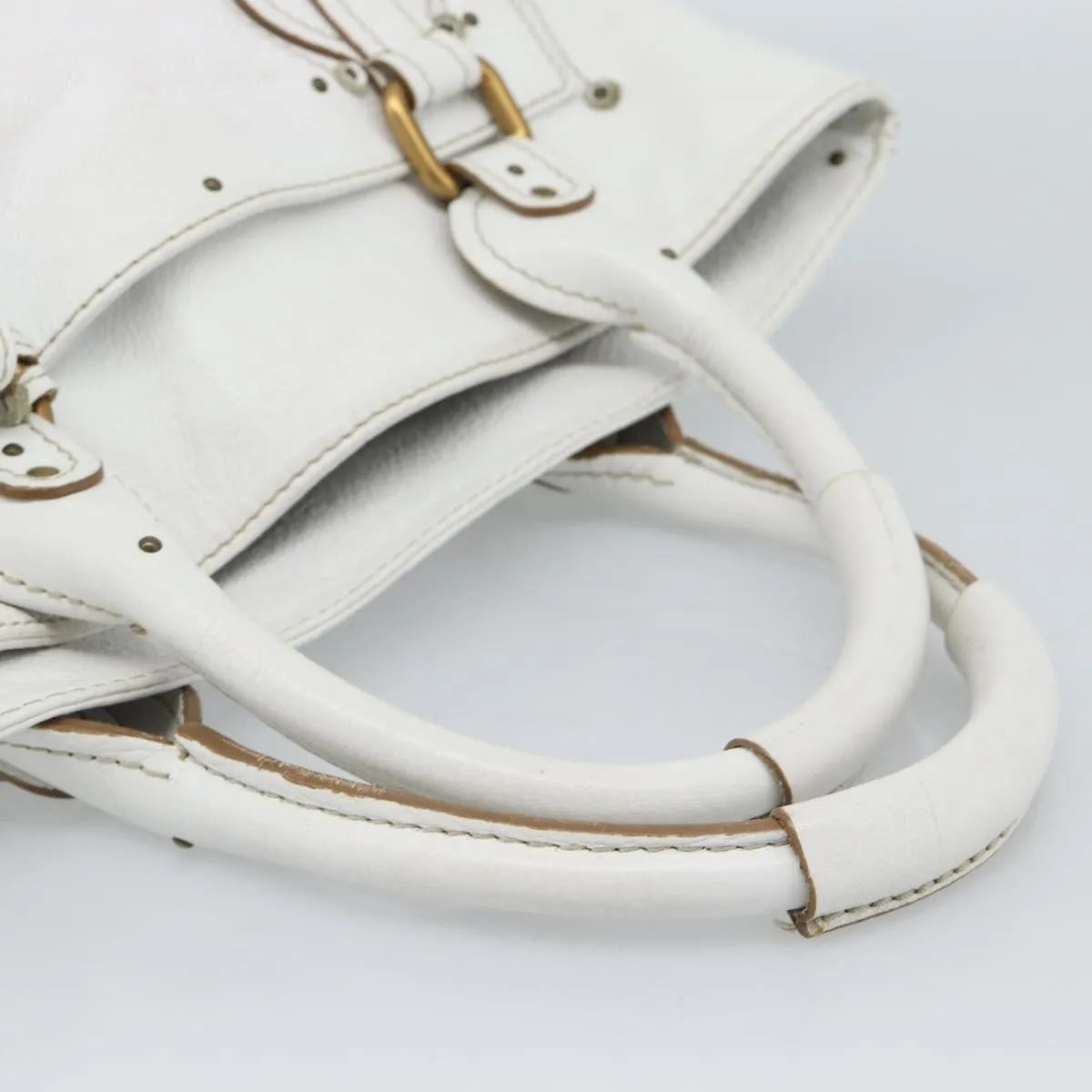 Chloe Paddington Lock Tote Leather, White_gold, Leather, Tote Bag