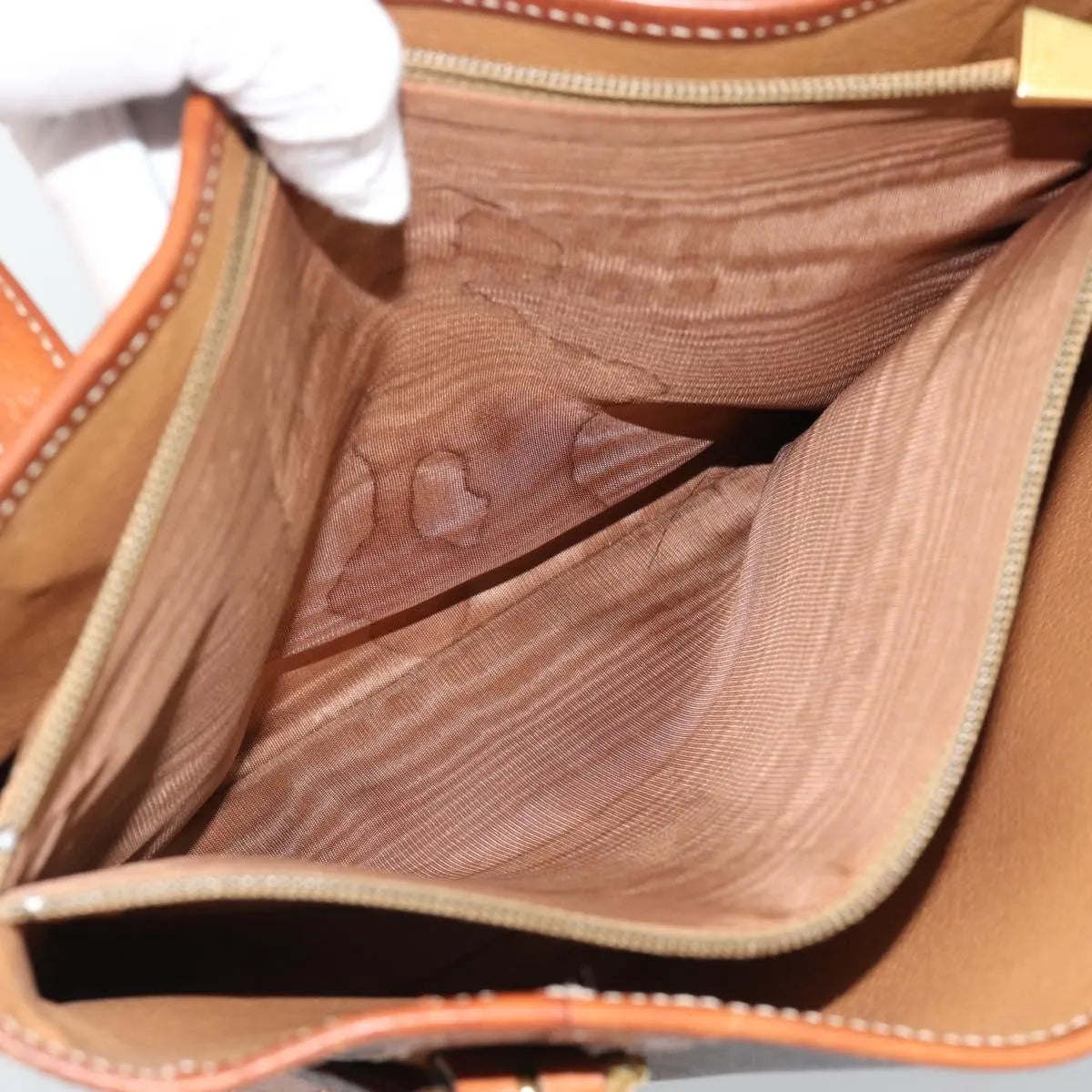 Celine Vintage Macadam Canvas and Leather, Brown, Canvas, Tote Bag