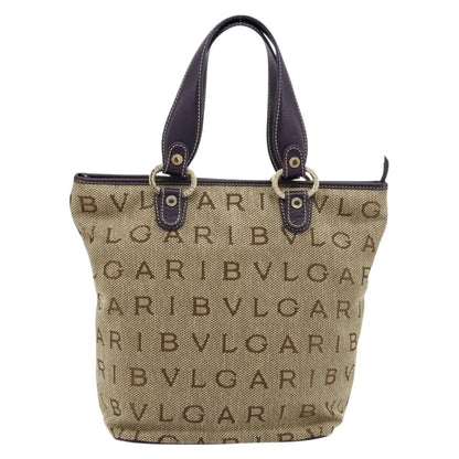Bvlgari Logomania Canvas, Beige, Canvas, Tote Bag