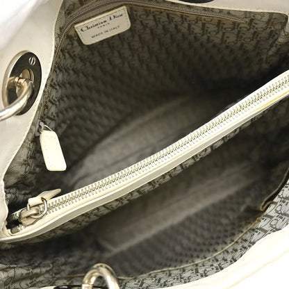 Christian Dior Vintage Lady Dior Cannage Quilt Lambskin, White, Leather, Handbag