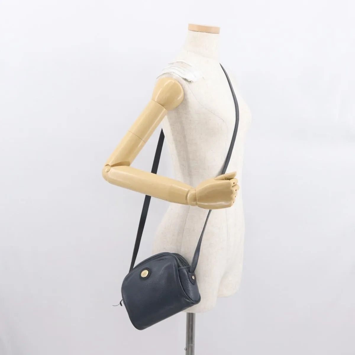 Christian Dior Vintage CD Logo Leather, Navy, Leather, Shoulder Bag