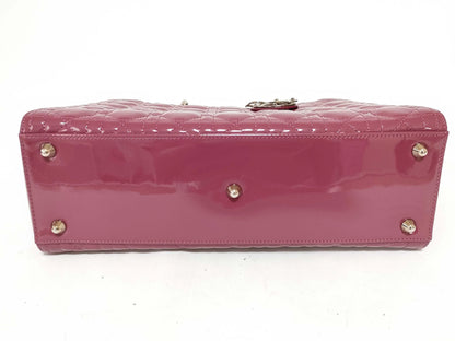 Christian Dior Lady Dior Patent, Purple, Patent Leather, Handbag