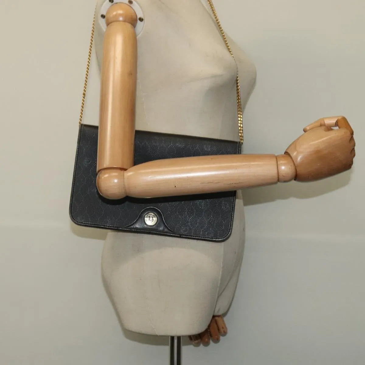 Christian Dior Vintage Honeycomb Canvas, Black, Canvas, Shoulder Bag