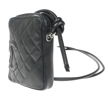 Chanel Cambon Pochette Quilted Leather, Black, Leather, Shoulder Bag