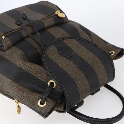 Fendi Vintage Pequin Logo Coated Canvas, Brown, Canvas, Backpack