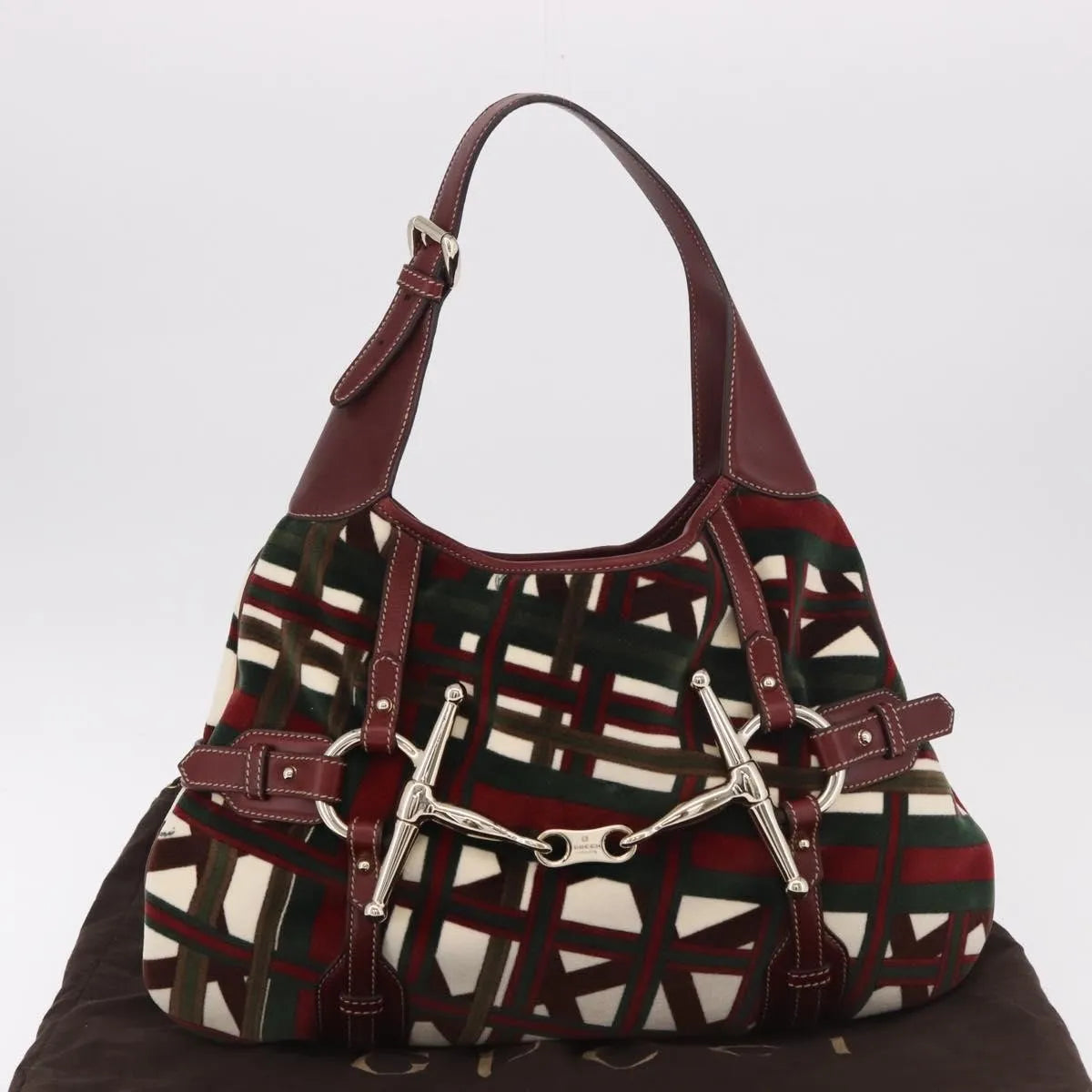 Gucci Vintage Jackie Shoulder Canvas and Leather, Green, Canvas, Shoulder Bag