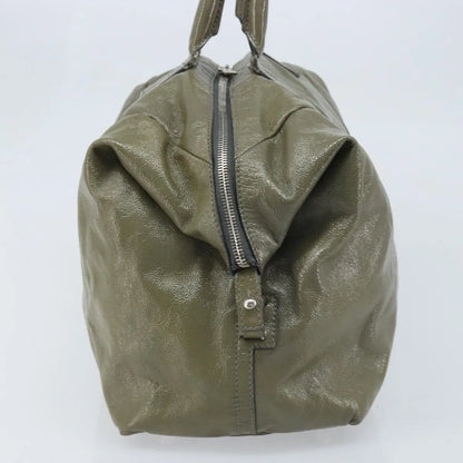 Saint Laurent Easy Y Satchel Patent, Khaki, Patent Leather, Handbag