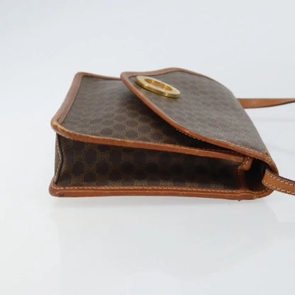 Celine Vintage Macadam Circle Logo Canvas and Leather, Brown, Canvas, Shoulder Bag