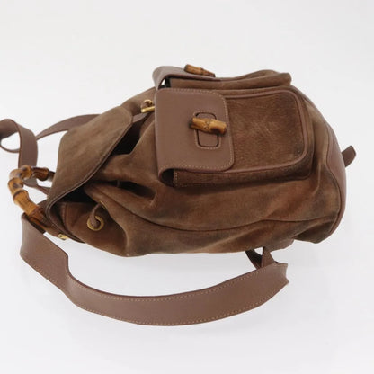 Gucci Vintage Bamboo Suede, Brown, Suede, Backpack